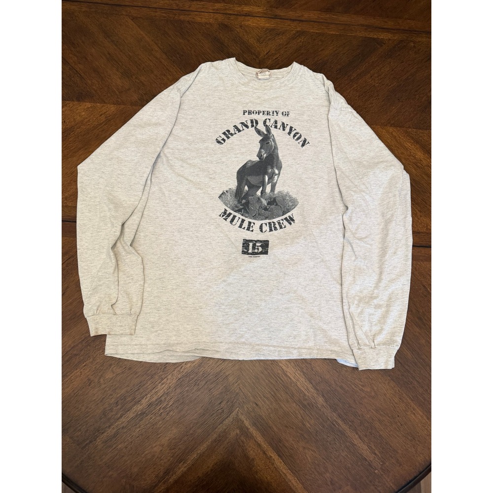 Vintage Habitat Grand Canyon Mule Crew Long Sleeve T-Shirt Heather Grey XL